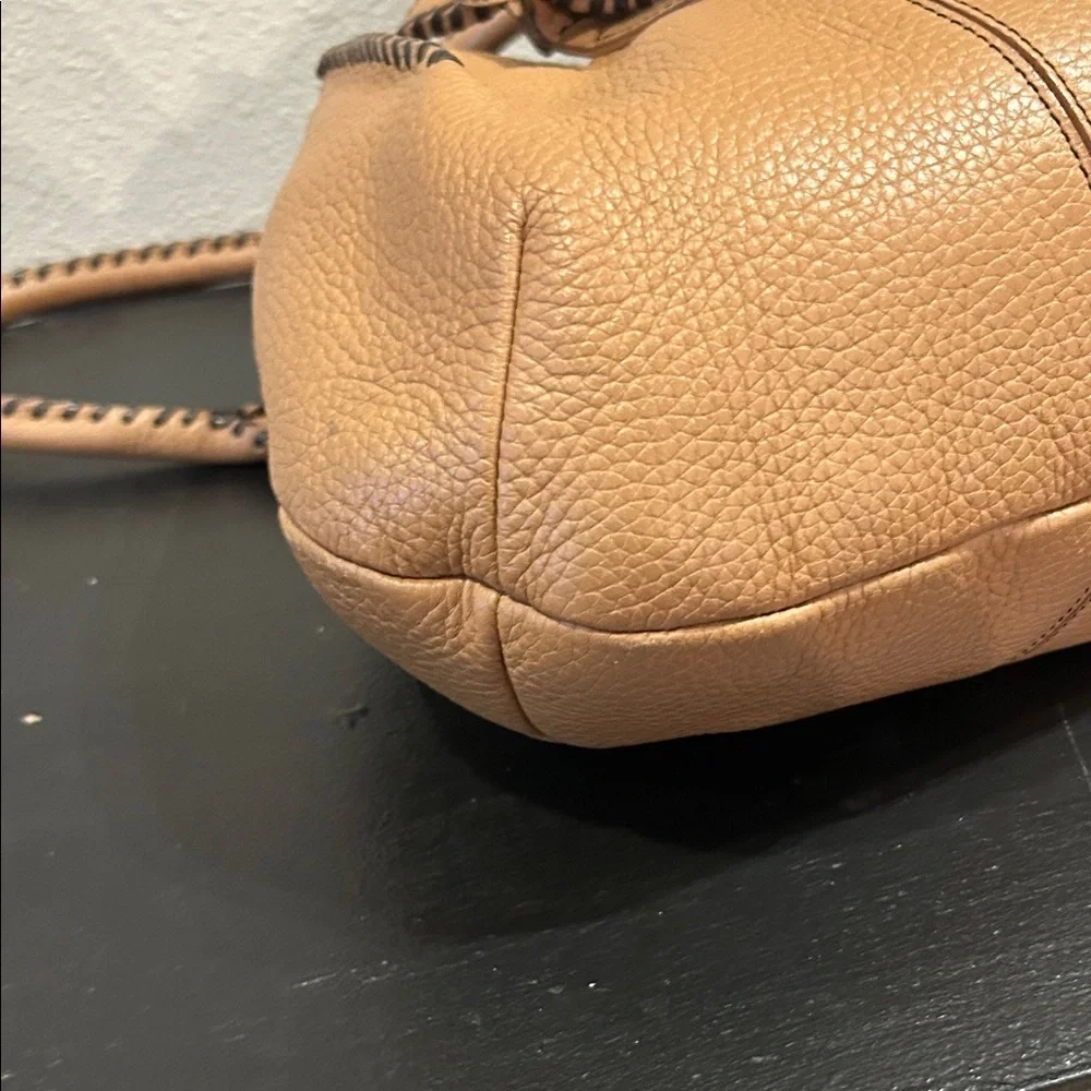 Brighton Tan Leather Shoulder Bag with Heart Charm